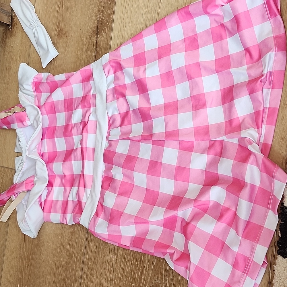 Pink and White Checkered Romper, Costume - Picture 4 of 8